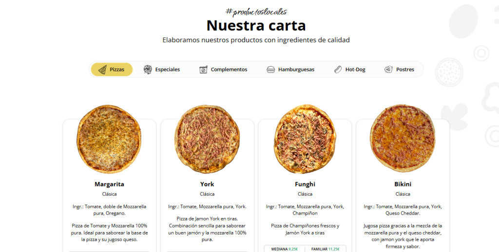 La Nostra Pizza carta de pizzas